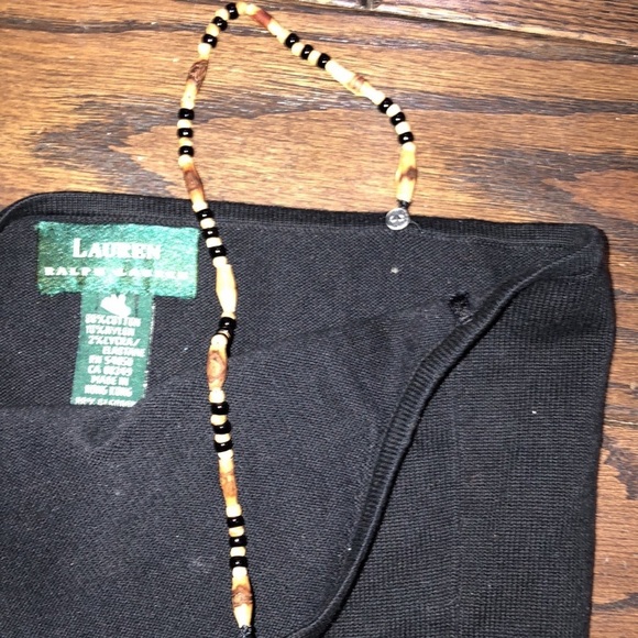 Lauren Ralph Lauren green label knit top size medium with beaded straps - Picture 5 of 6